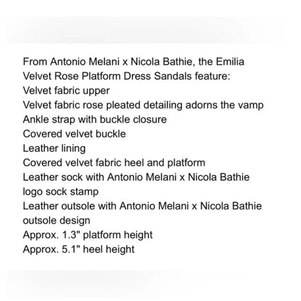 Antonio Melani Nicola Bathie Emilia Sandals 9M Black Velvet Rose‎ Platform heels